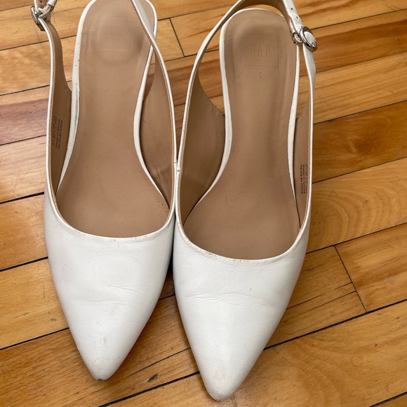 White leather slingback heels - Picture 2 of 5